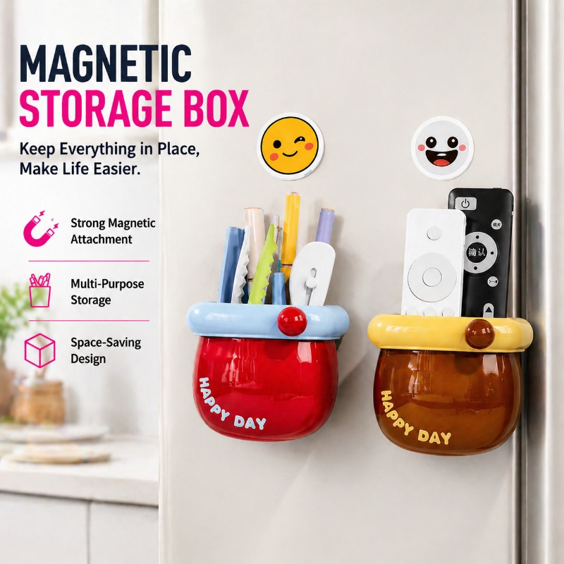 Pen Cup Magnetic - صندوق تخزين مغناطيسي، منظم للمطبخ والثلاجة،