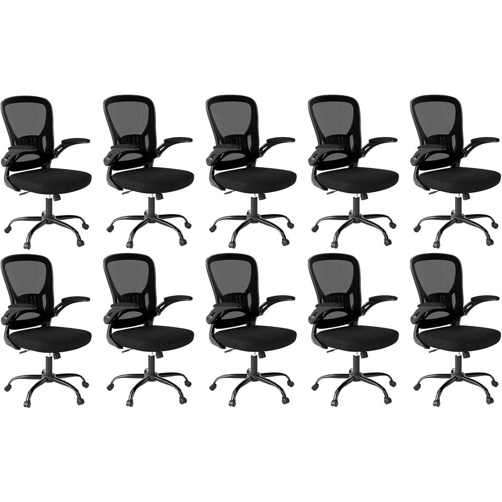 Desk Setup Black And Wood - مجموعة كراسي مكتبية مكونة من 10