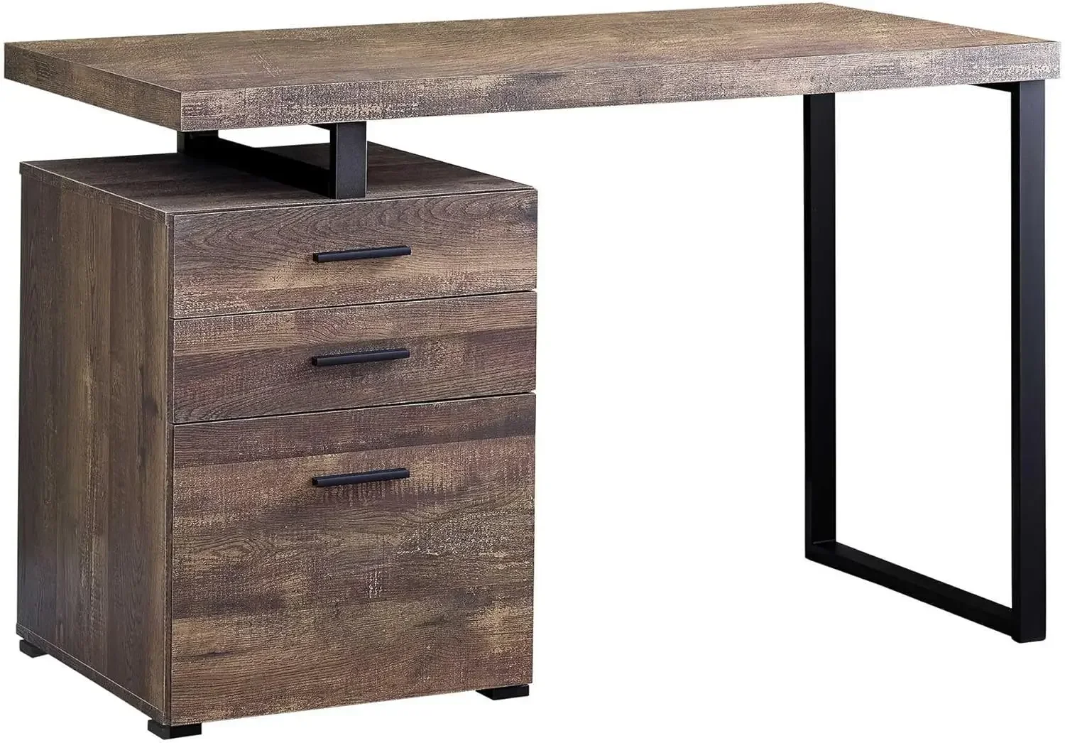 Desk Setup Brown - مكتب كمبيوتر مع خزانة ملفات -