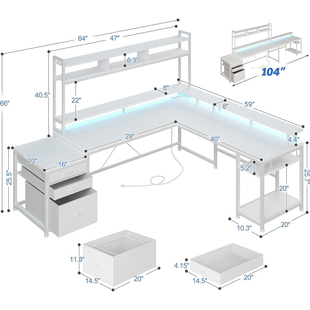 مكتب على شكل حرف L بطول 104 بو - مراجعة Desk Setup No Computer وسعره