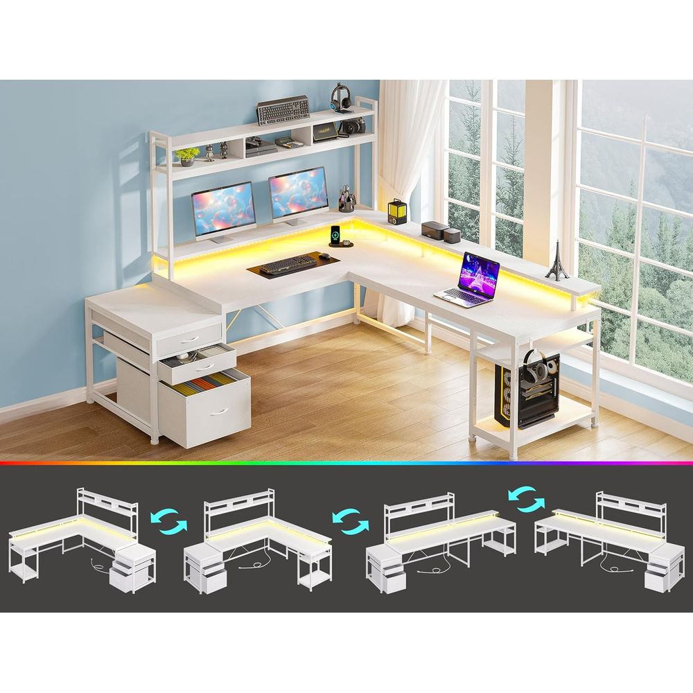 مكتب على شكل حرف L بطول 104 بو - مراجعة Desk Setup No Computer وسعره