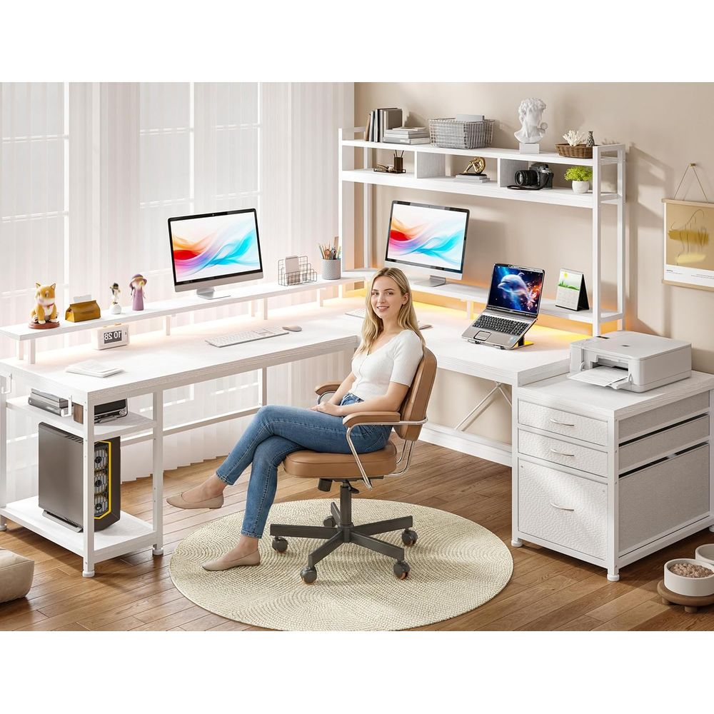 مكتب على شكل حرف L بطول 104 بو - مراجعة Desk Setup No Computer وسعره