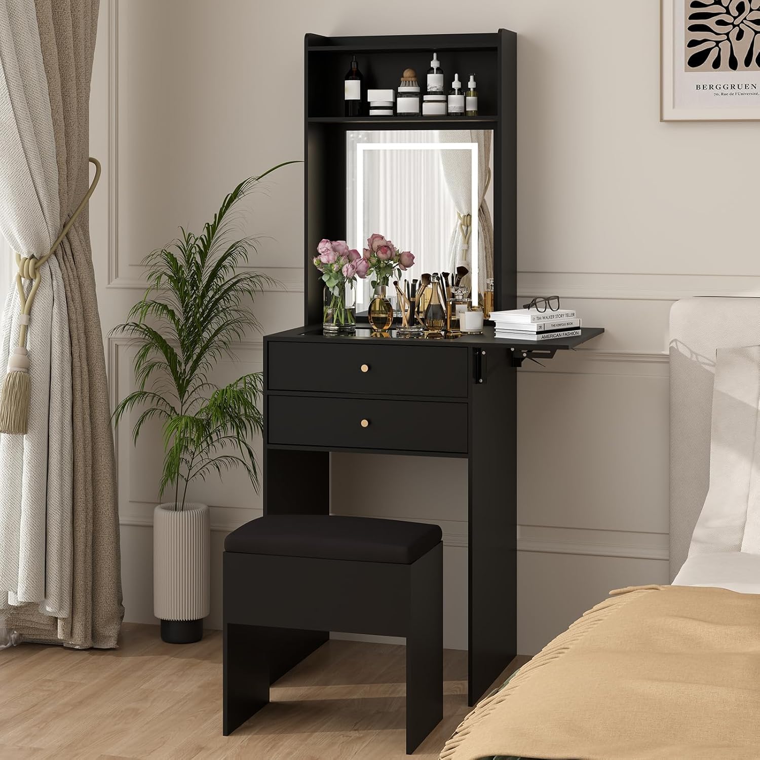 طاولة زينة صغيرة سوداء لغرفة ا - مراجعة Desk Setup Black And Wood وسعره