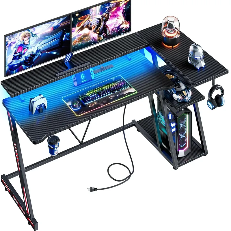 مكتب ألعاب على شكل حرف L مصنوع - مراجعة Desk Setup Black And Wood وسعره