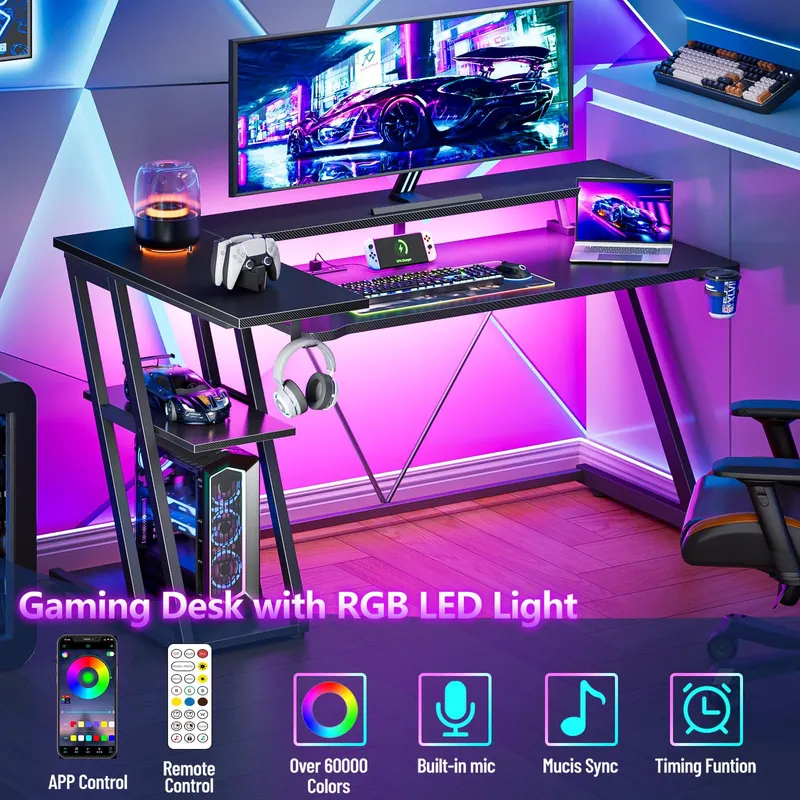 مكتب ألعاب على شكل حرف L مصنوع - مراجعة Desk Setup Black And Wood وسعره