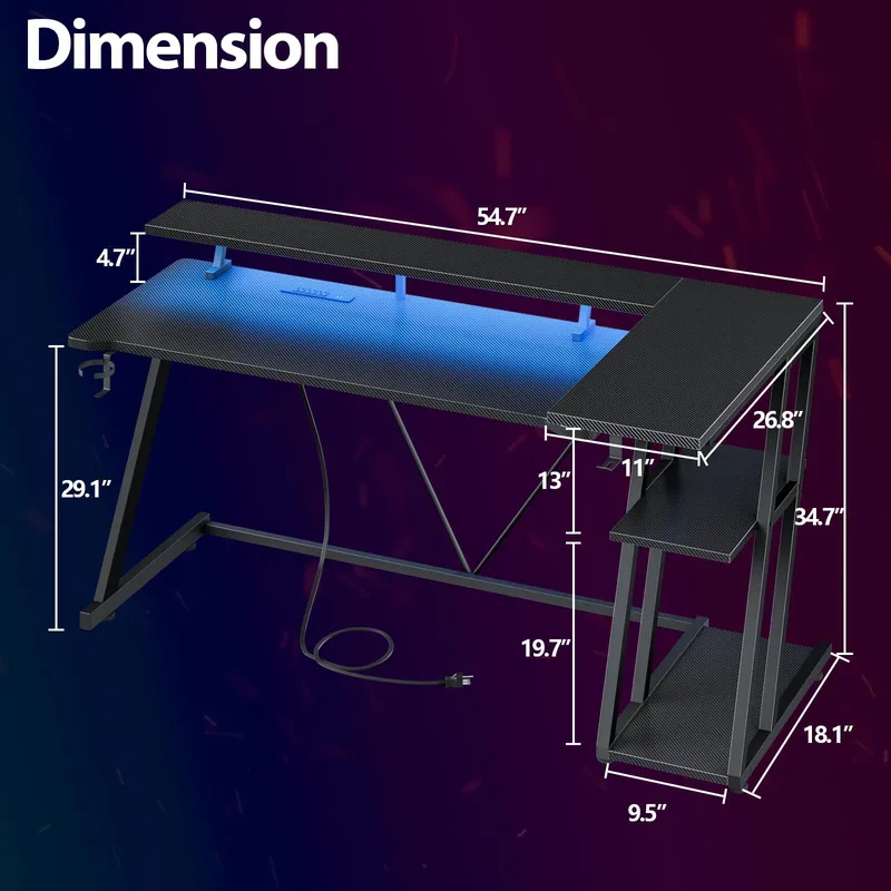 مكتب ألعاب على شكل حرف L مصنوع - مراجعة Desk Setup Black And Wood وسعره