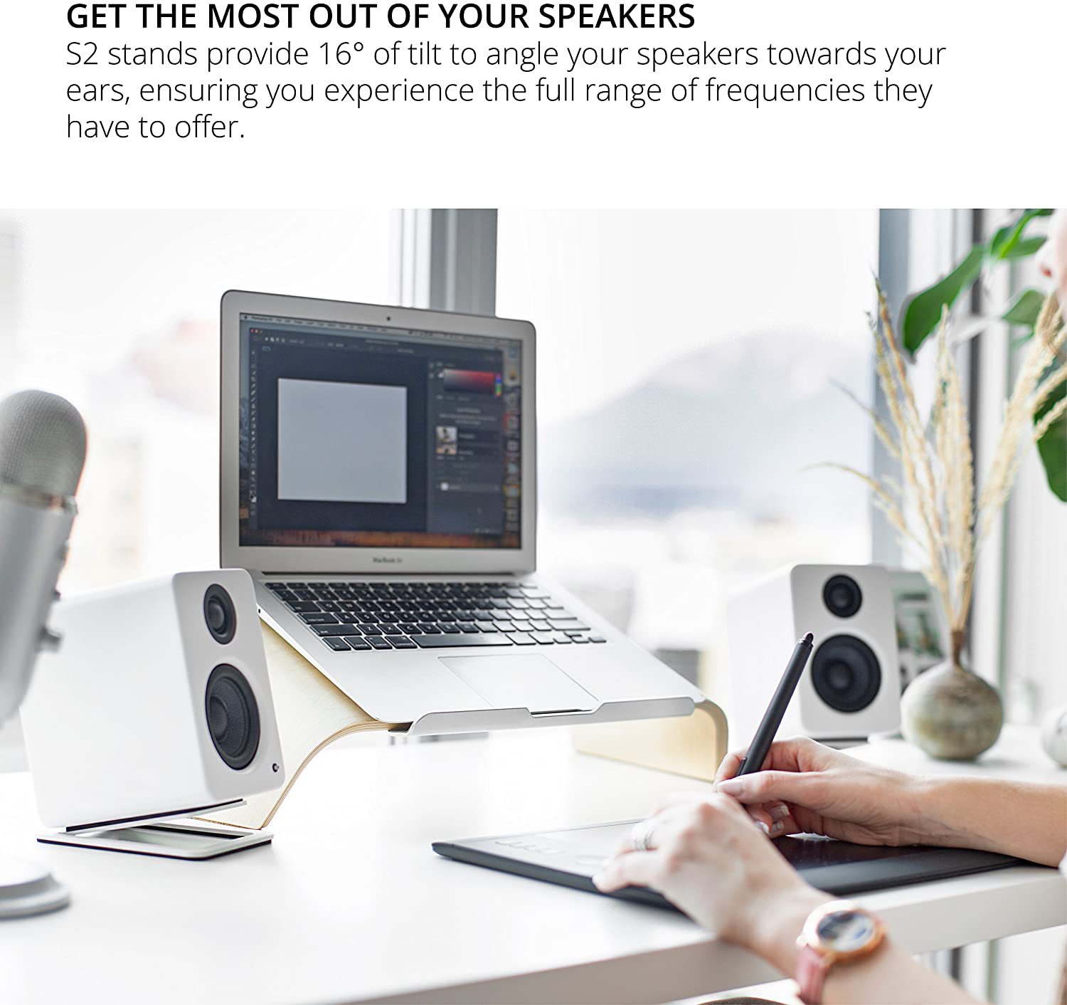 حوامل مكبرات صوت لسطح المكتب ، - مراجعة Speaker Desk Setup وسعره