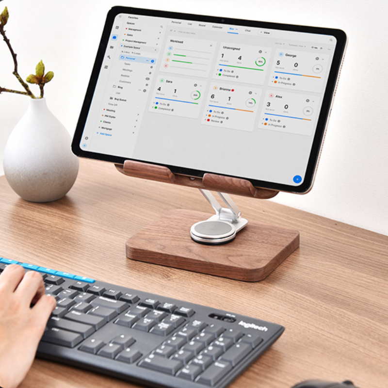 حامل آيباد من خشب الجوز الأسود - مراجعة Desk Setup Black And Wood وسعره