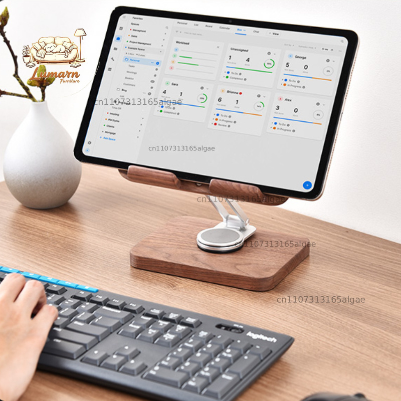حامل آيباد من خشب الجوز الأسود - مراجعة Desk Setup Black And Wood وسعره