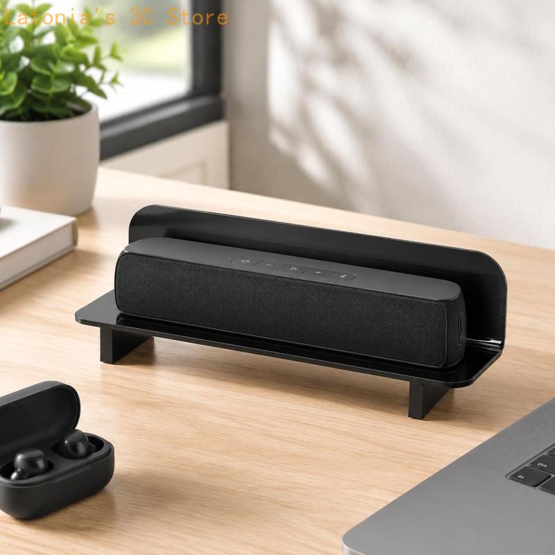 حامل مكبر صوت أكريليك أسود للس - مراجعة Speaker Desk Setup وسعره